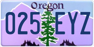 OR license plate 025EYZ