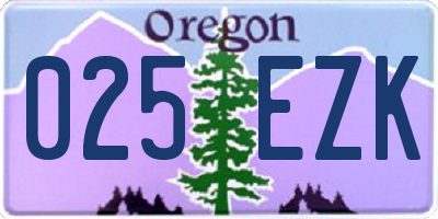 OR license plate 025EZK