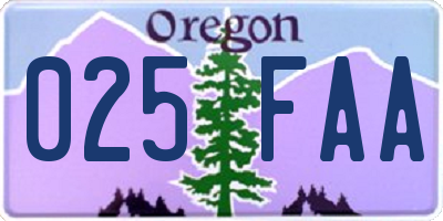 OR license plate 025FAA