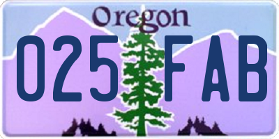 OR license plate 025FAB
