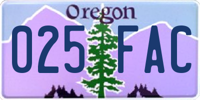 OR license plate 025FAC