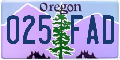 OR license plate 025FAD