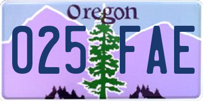 OR license plate 025FAE