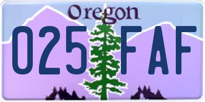OR license plate 025FAF
