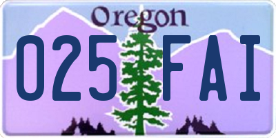 OR license plate 025FAI