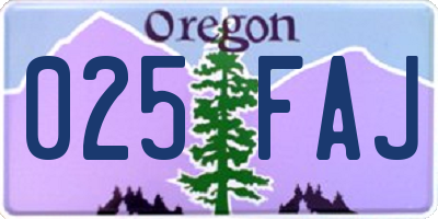 OR license plate 025FAJ