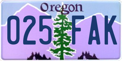 OR license plate 025FAK