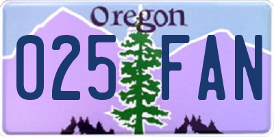 OR license plate 025FAN