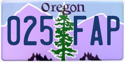 OR license plate 025FAP