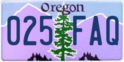 OR license plate 025FAQ