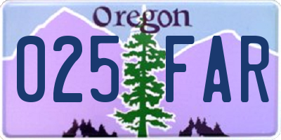 OR license plate 025FAR
