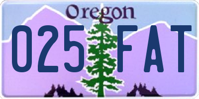 OR license plate 025FAT
