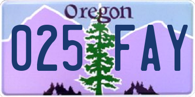 OR license plate 025FAY