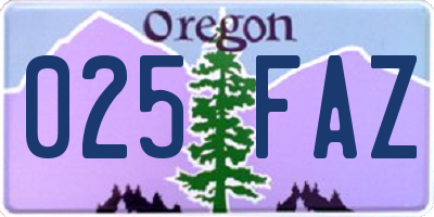 OR license plate 025FAZ