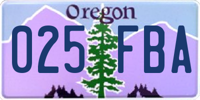 OR license plate 025FBA