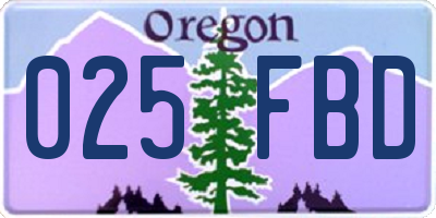 OR license plate 025FBD
