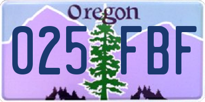 OR license plate 025FBF