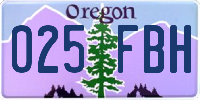 OR license plate 025FBH