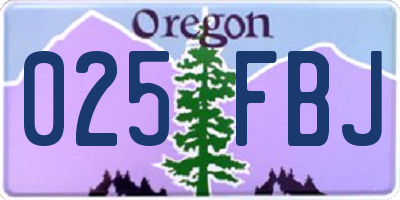 OR license plate 025FBJ