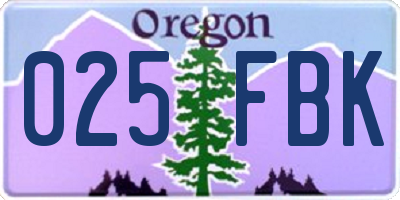 OR license plate 025FBK