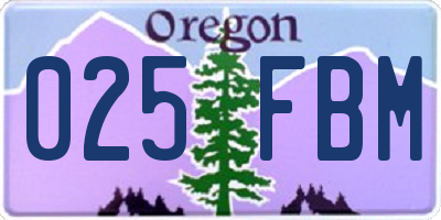 OR license plate 025FBM