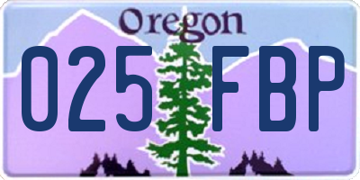 OR license plate 025FBP