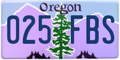 OR license plate 025FBS