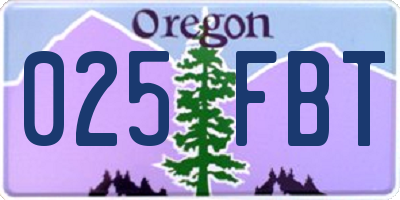 OR license plate 025FBT