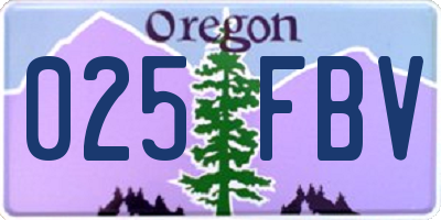 OR license plate 025FBV