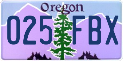 OR license plate 025FBX