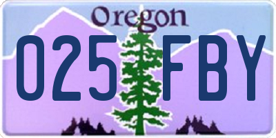 OR license plate 025FBY
