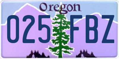 OR license plate 025FBZ