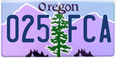 OR license plate 025FCA