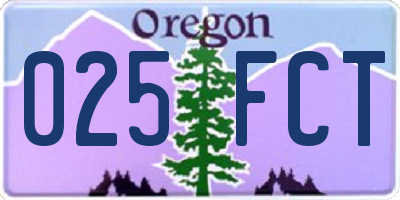 OR license plate 025FCT