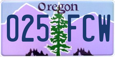 OR license plate 025FCW