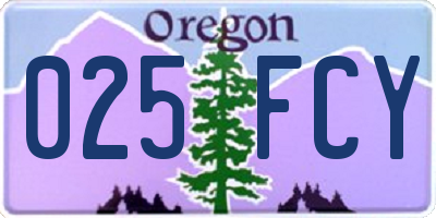 OR license plate 025FCY