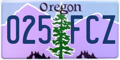 OR license plate 025FCZ
