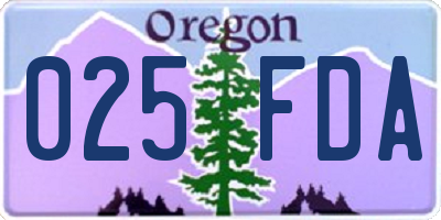 OR license plate 025FDA