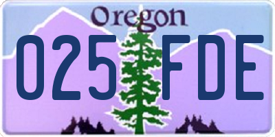 OR license plate 025FDE