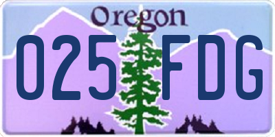 OR license plate 025FDG