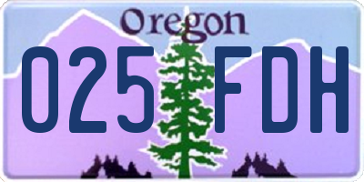 OR license plate 025FDH