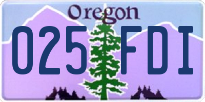 OR license plate 025FDI