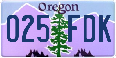 OR license plate 025FDK