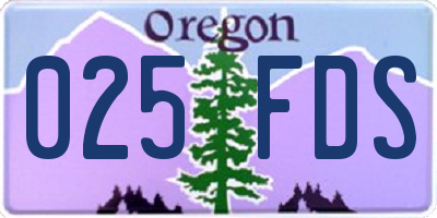 OR license plate 025FDS