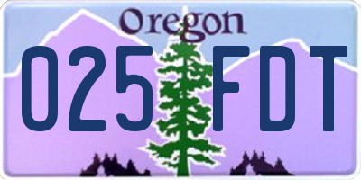 OR license plate 025FDT