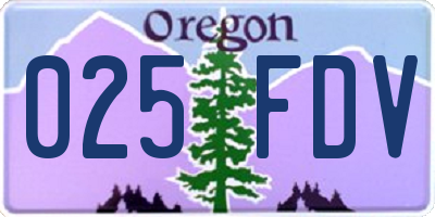 OR license plate 025FDV