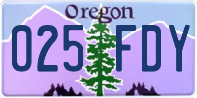 OR license plate 025FDY