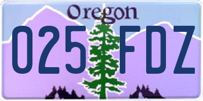 OR license plate 025FDZ
