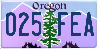 OR license plate 025FEA