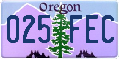OR license plate 025FEC